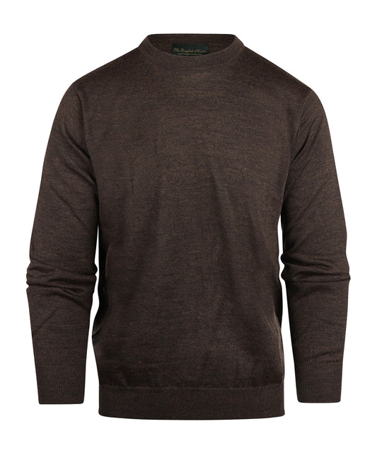 Merino Ronde Hals Pullover | Donker Bruin