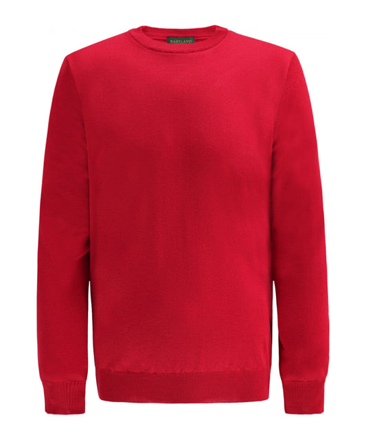 Merinowollpullover mit Rundhalsausschnitt | Rot