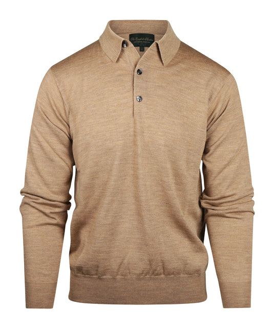 Pullover polo merino wool | Brown