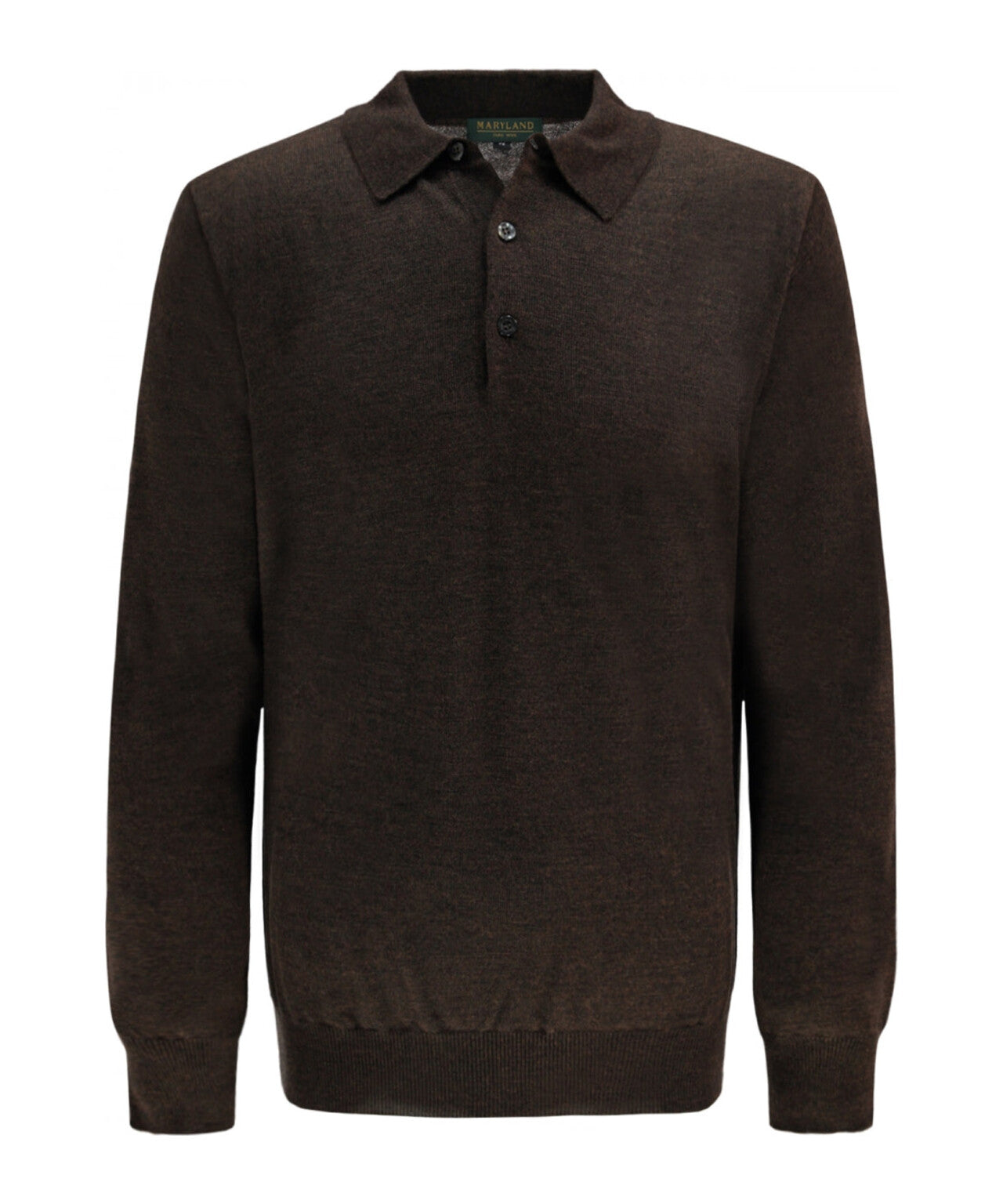 Polo-Pullover aus Merinowolle | Dunkelbraun