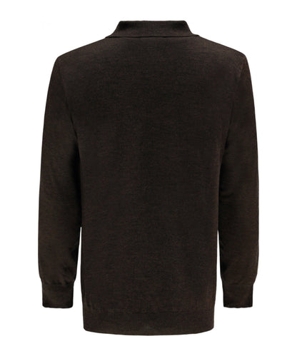 Polo-Pullover aus Merinowolle | Dunkelbraun