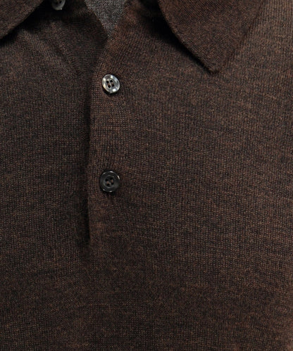 Polo-Pullover aus Merinowolle | Dunkelbraun
