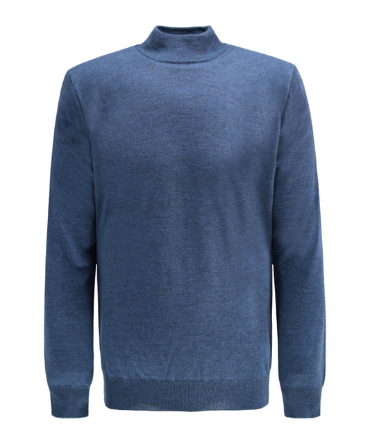 Schildkrötenpullover aus Merinowolle | Hellindigo