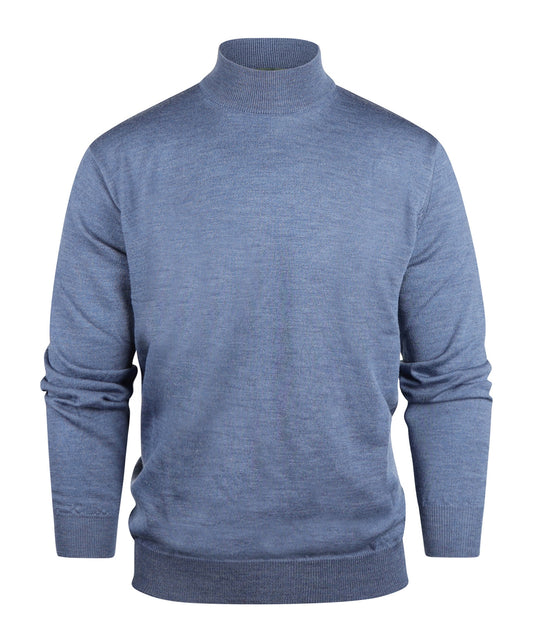Schildkrötenpullover aus Merinowolle | Blau-Mix
