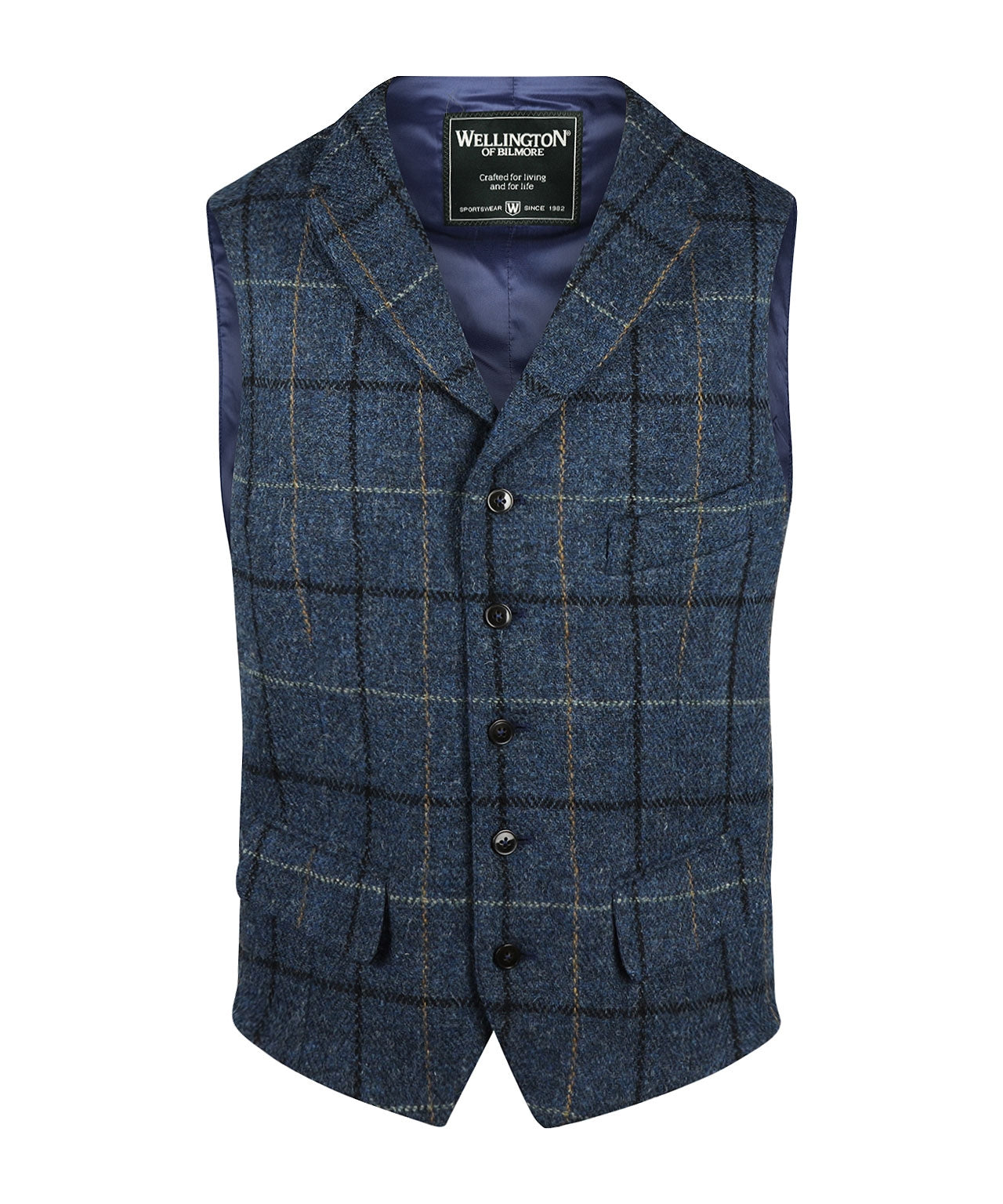 Gilet | Blauwe melange ruit
