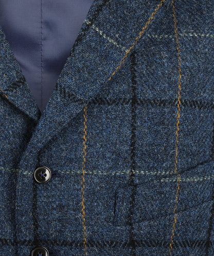 Gilet | Blauwe melange ruit