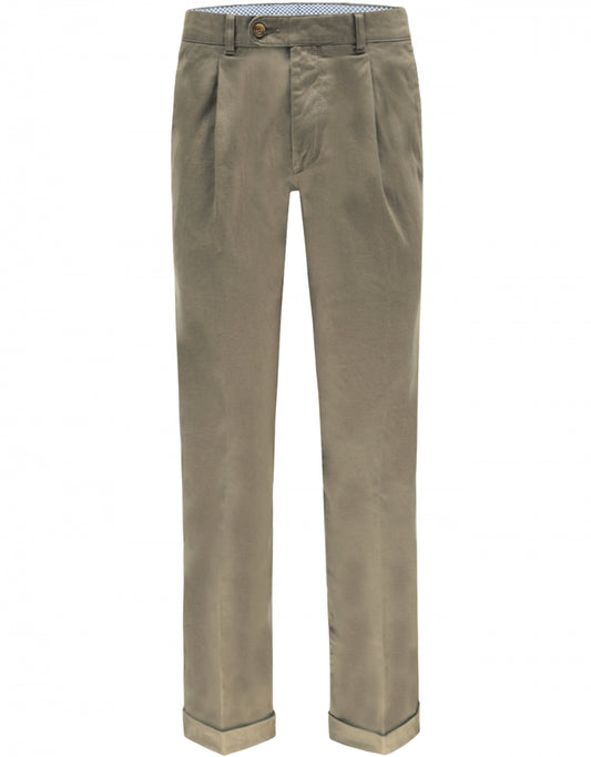 Blackpool Trousers Pleated with Turn-Up | Brown