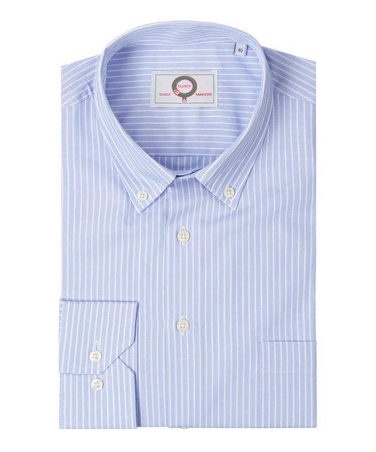 Shirt Button Down | Middenblauw Balk Streep