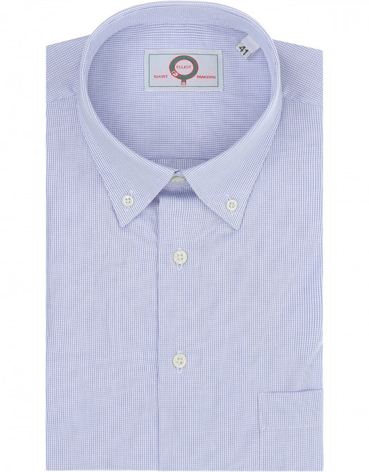 Shirt Button Down | Mid Blauw Ruit Micro