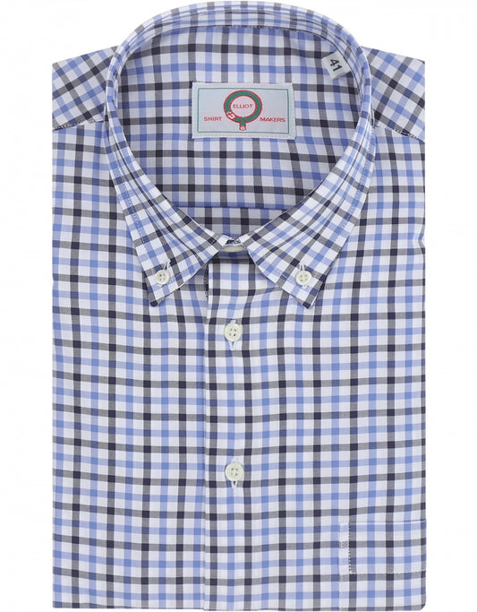 Shirt Button Down | Blauw Multi Ruit