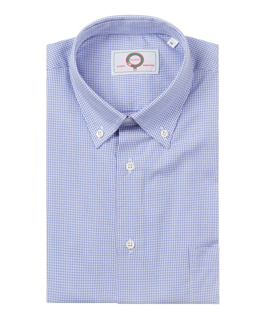 Shirt Button Down | Blauw Ruit Micro