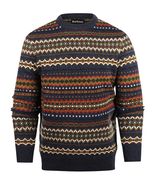 Barbour Fairisle Crew Neck Pullover | Navy Blue