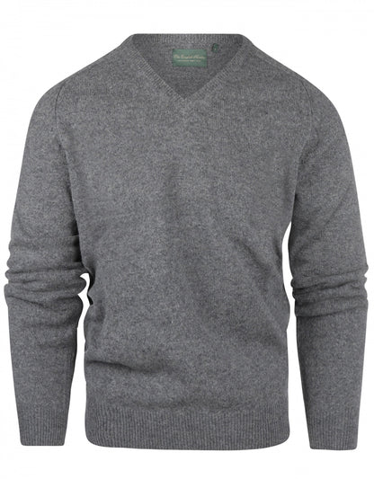 Klassischer Lammwollpullover mit V-Ausschnitt | Grau
