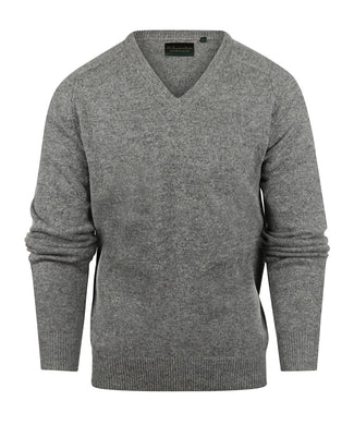 Klassischer Lammwollpullover mit V-Ausschnitt | Grau