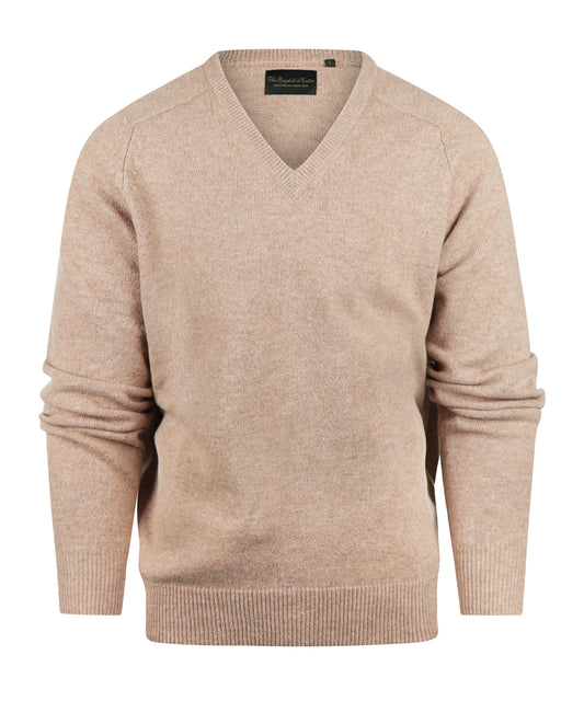 Klassischer Lammwollpullover mit V-Ausschnitt | Braun