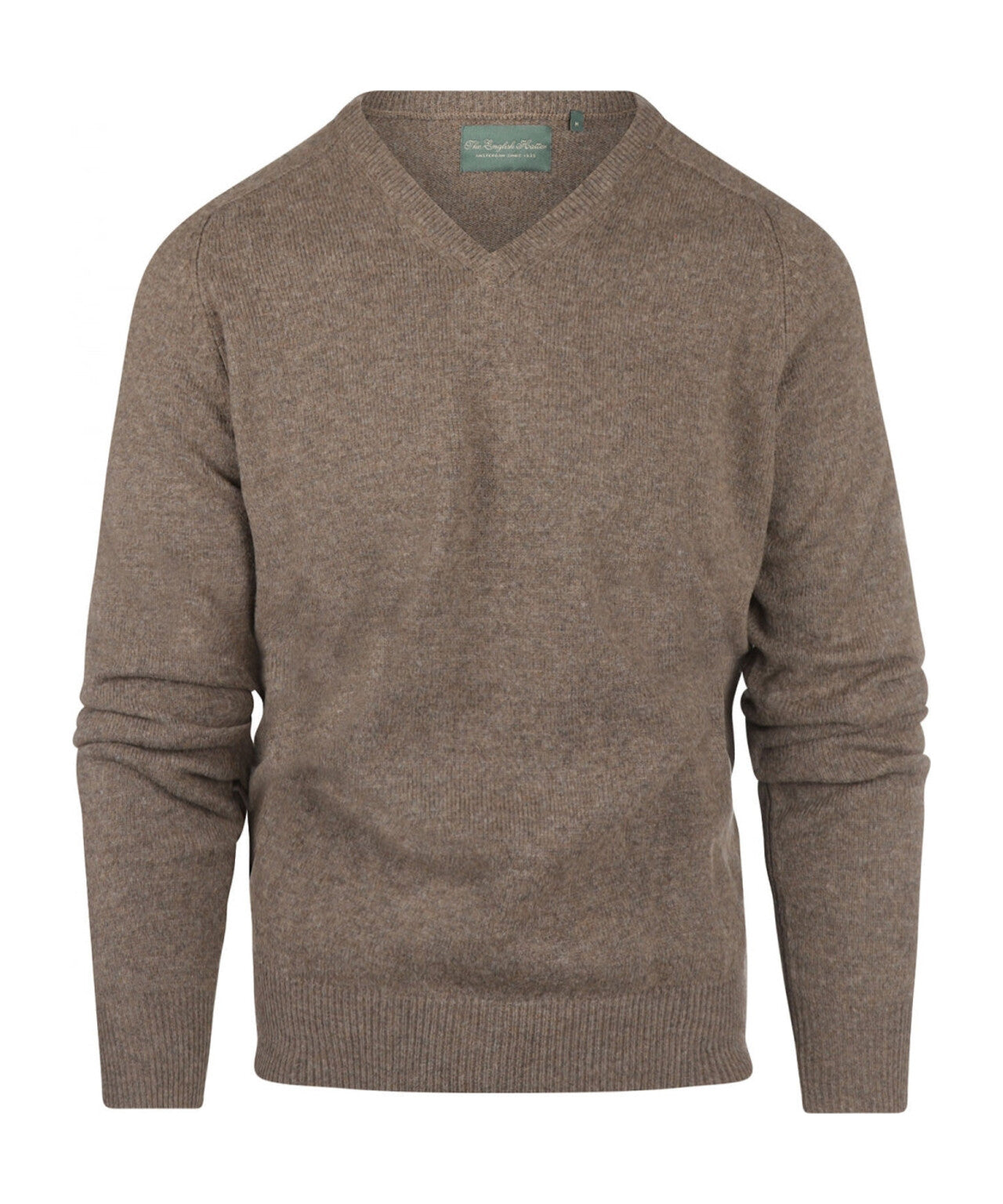 Klassischer Lammwollpullover mit V-Ausschnitt | Braun