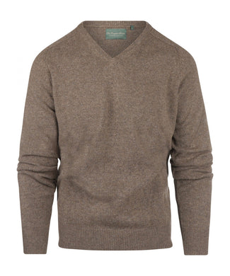 Pullover klassiek Lamswol v-hals | Bruin