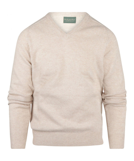 Klassischer Lammwollpullover mit V-Ausschnitt | Braun