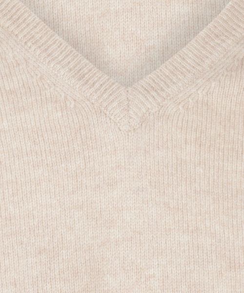 Pullover klassiek Lamswol v-hals | Bruin