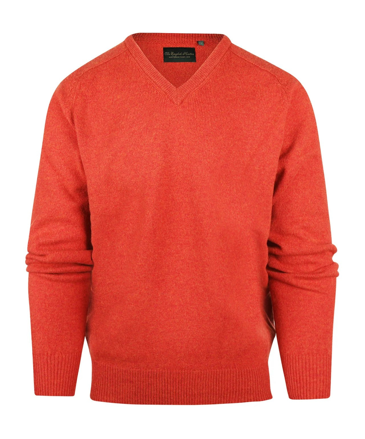 Lamswol V-Hals Pullover | Oranje Rood