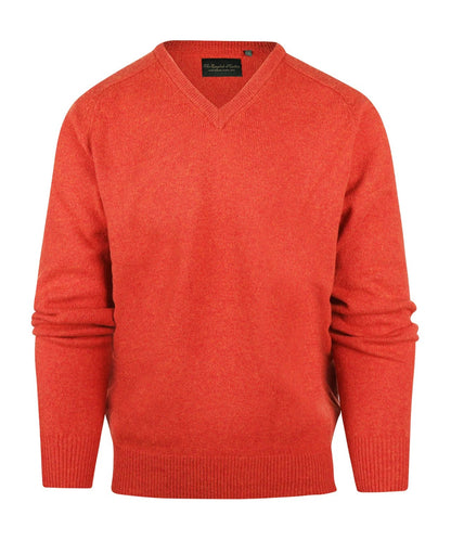 Lamswol V-Hals Pullover | Oranje Rood