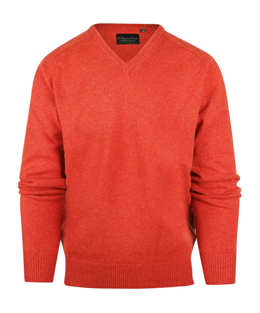 Klassischer Lammwollpullover mit V-Ausschnitt | Rot