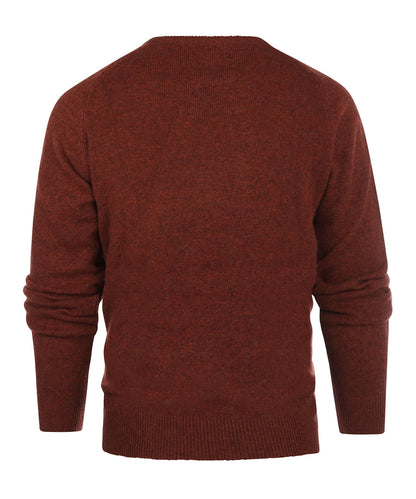 Lamswol V-Hals Pullover | Donker Rood Melange