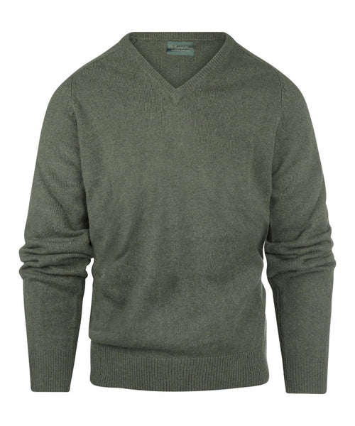 Pullover klassiek Lamswol v-hals | Groen