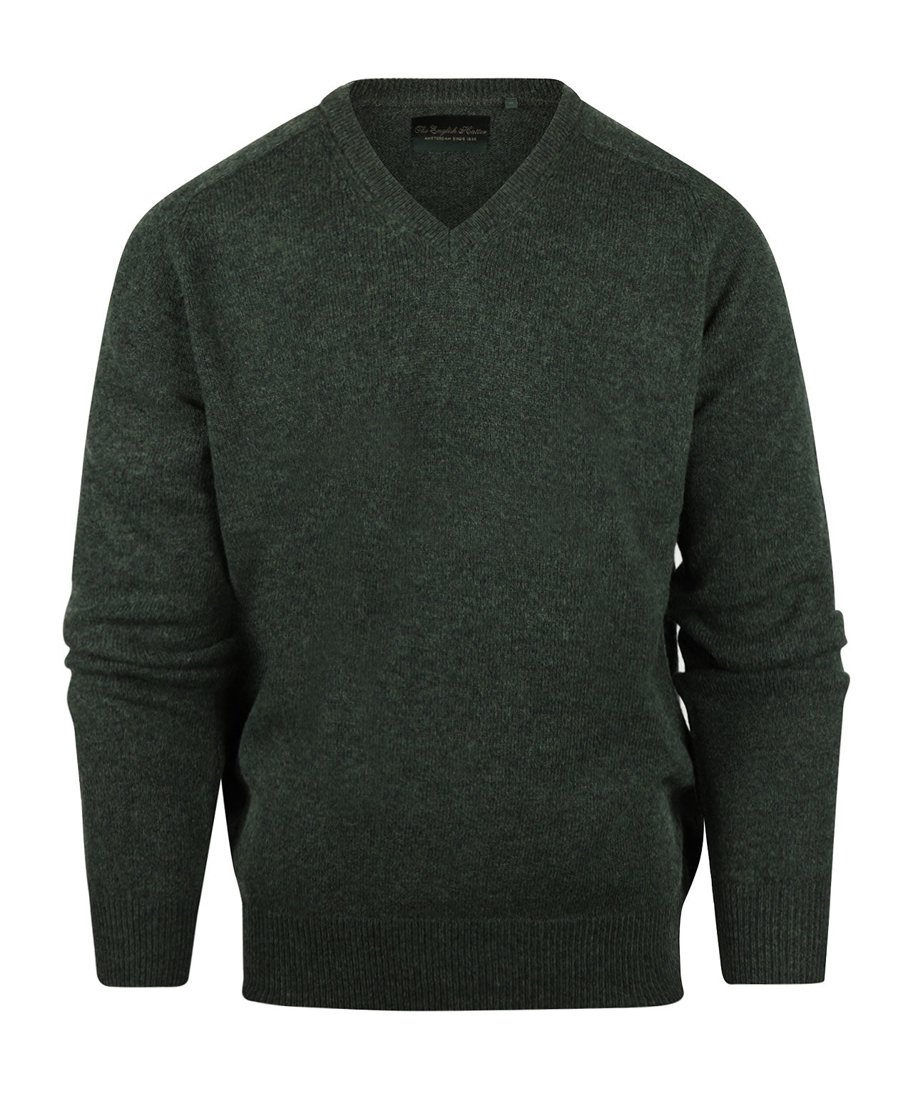 Klassischer Lammwollpullover mit V-Ausschnitt | Grün