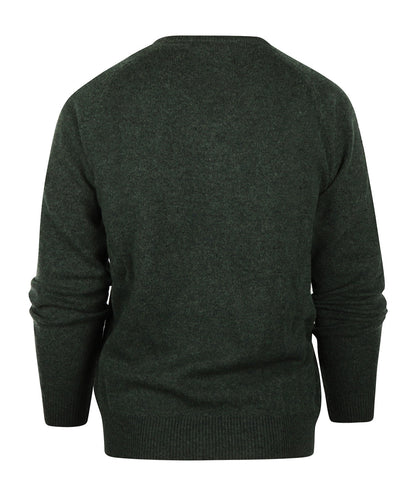 Klassischer Lammwollpullover mit V-Ausschnitt | Grün
