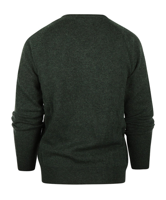 Klassischer Lammwollpullover mit V-Ausschnitt | Grün