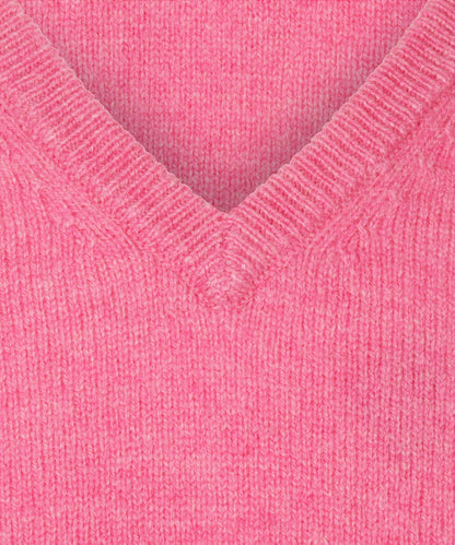 Lamswol V-Hals Pullover | Bubblegum