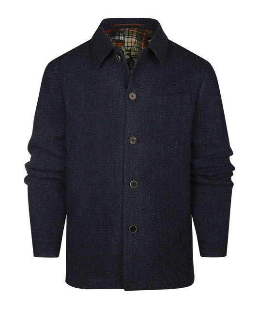 Tweed-Jacke | Blaues Fischgrätmuster