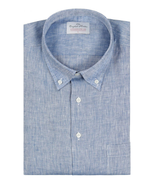 Overhemd linnen lange mouwen | Blauw