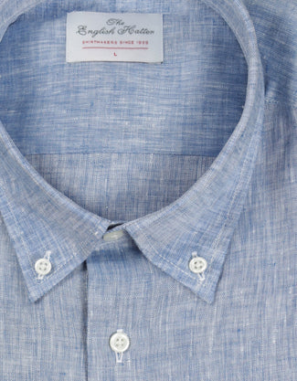 Overhemd linnen lange mouwen | Blauw