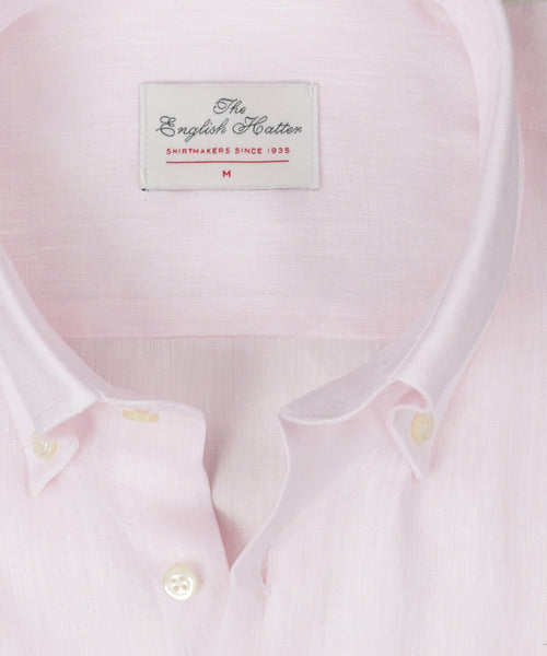 Overhemd linnen lange mouwen | Roze