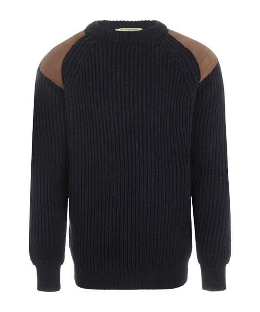 Swaledale Wool Crew Neck Sweater | Navy Blue