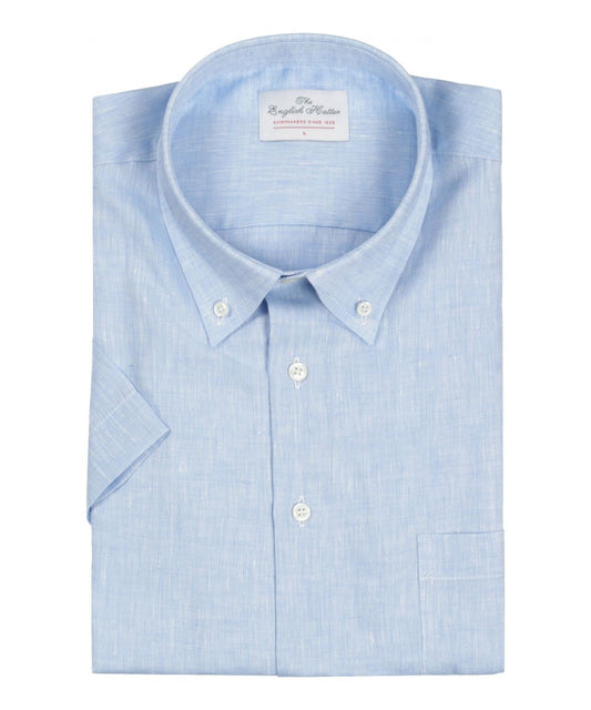 Shirt linen short sleeves | Blue