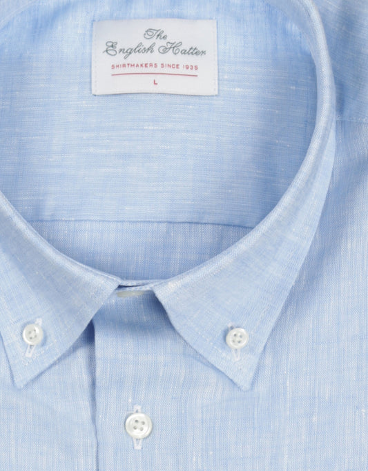 Shirt linen short sleeves | Blue