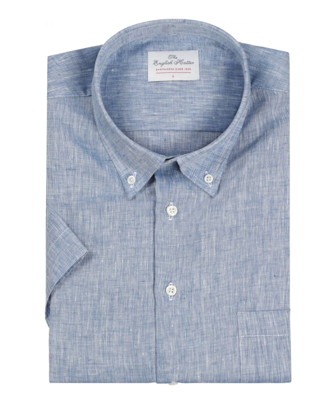 Shirt linen short sleeves | Blue