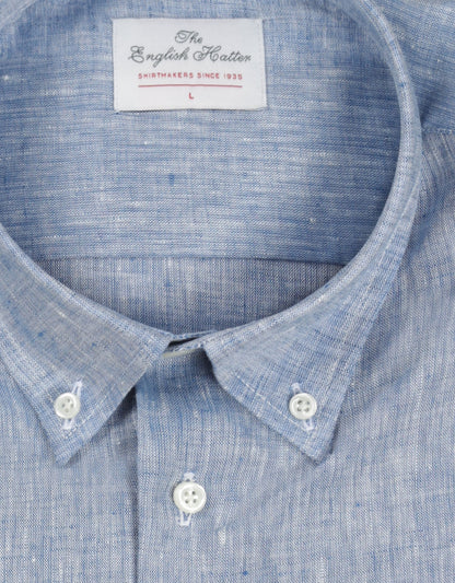 Shirt linen short sleeves | Blue