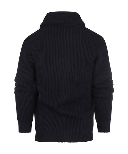 William Lockie Cardigan mit Knopfleiste und Schalkragen | Marineblau