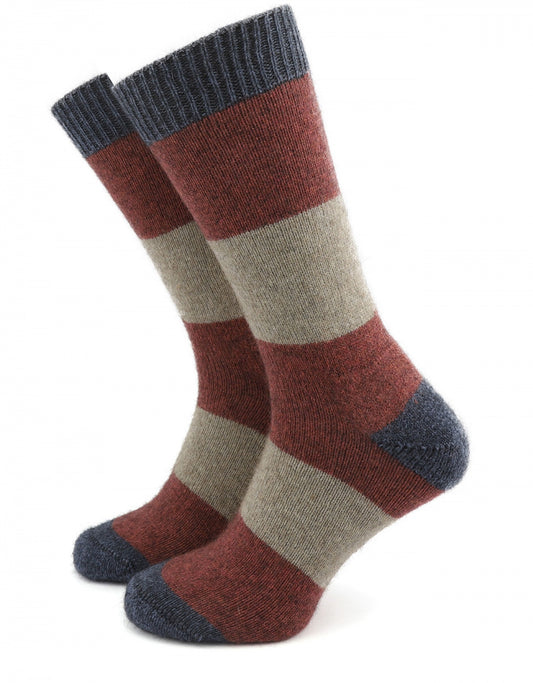 Hoop Stripe Sock | Rood/Beige/Blauw brede streep