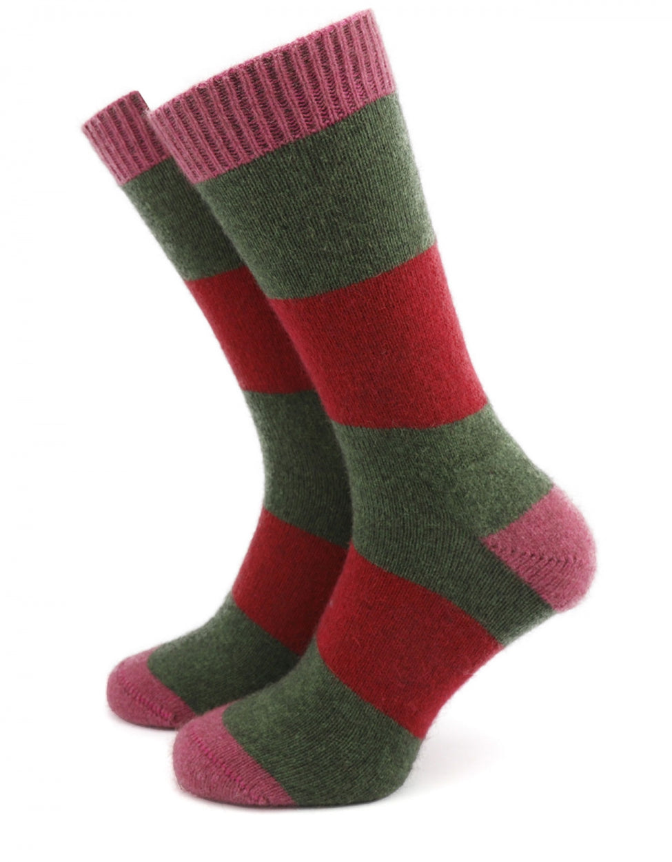 Hoop Stripe Sock | Groen/Rood/Roze brede streep
