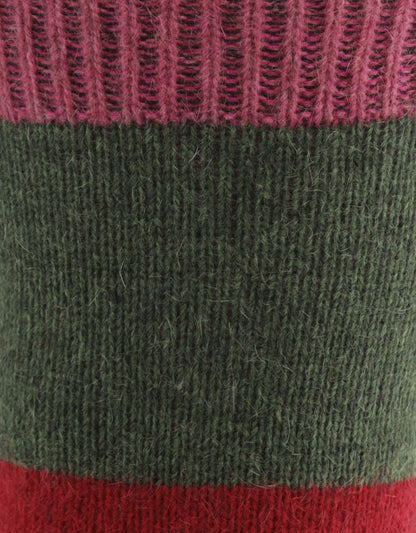 Hoop Stripe Sock | Groen/Rood/Roze brede streep