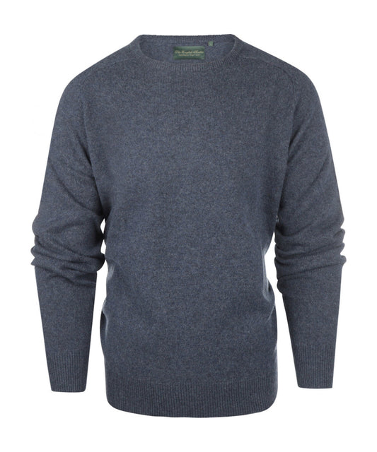 Rundhalspullover aus Lammwolle | Denimblau