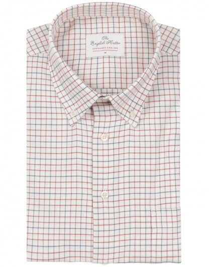 Shirt Button Down | Rood Navy Ruit
