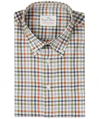 Shirt Button Down | Groen Oranje Multi Ruit
