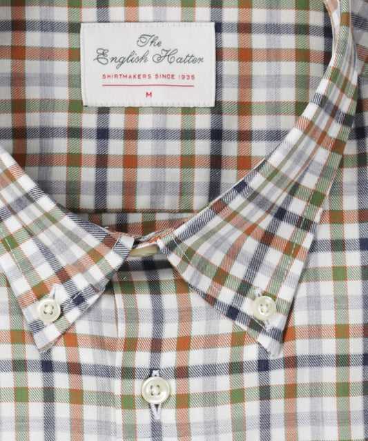 Shirt Button Down | Groen Oranje Multi Ruit