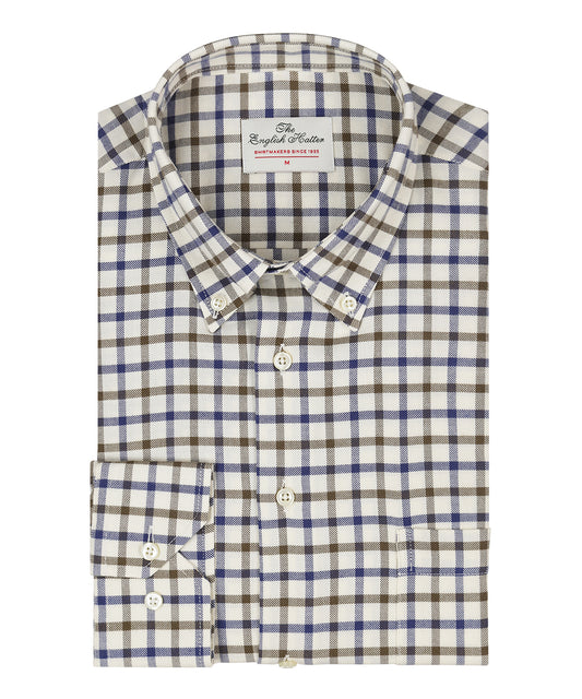 Cotton Shirt Button Down Regular Fit | Brown